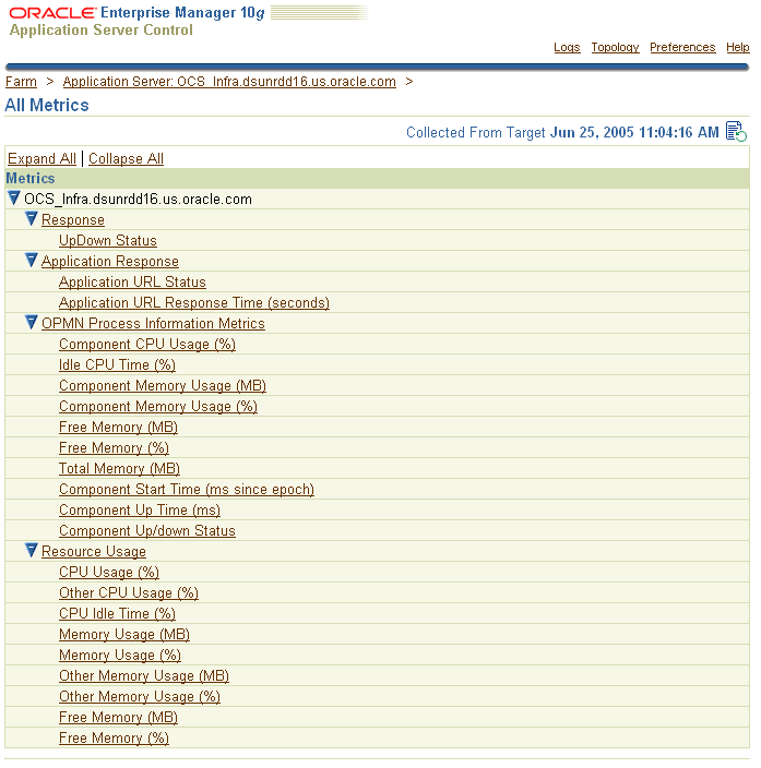 Application Server All Metrics Page