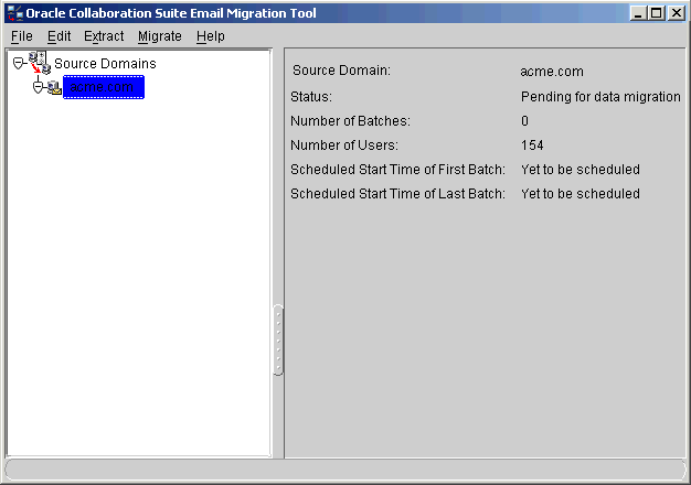 migration tool main window pending for data migration