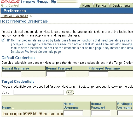 Preferred Credentials page