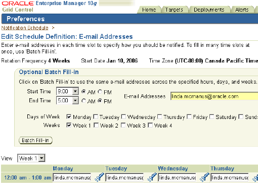 Edit Schedule Definition wizard