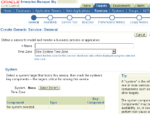 Create Generic Service wizard